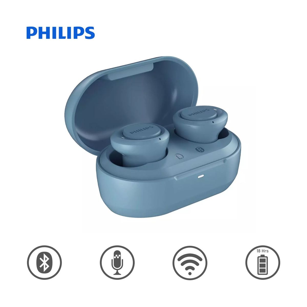 PHILIPS - Audífonos Philips True Wireless TAT1215 Bluetooth 18 Hrs IPX4 Azul