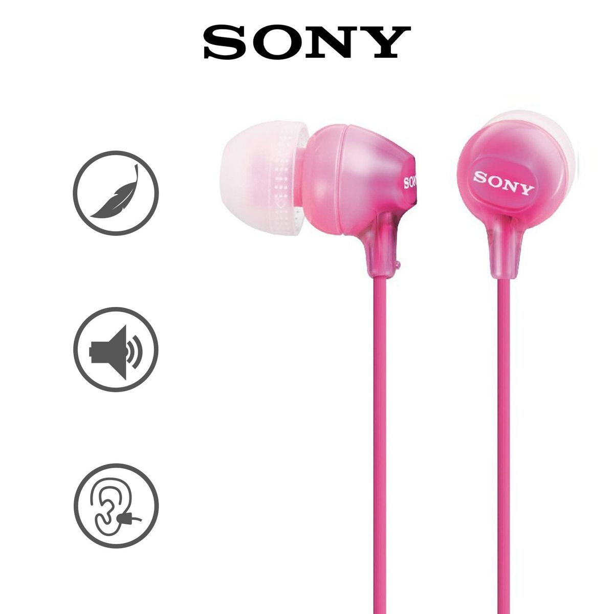 SONY - Audífonos Sony MDR-EX15AP con Micrófono Rosado Sony