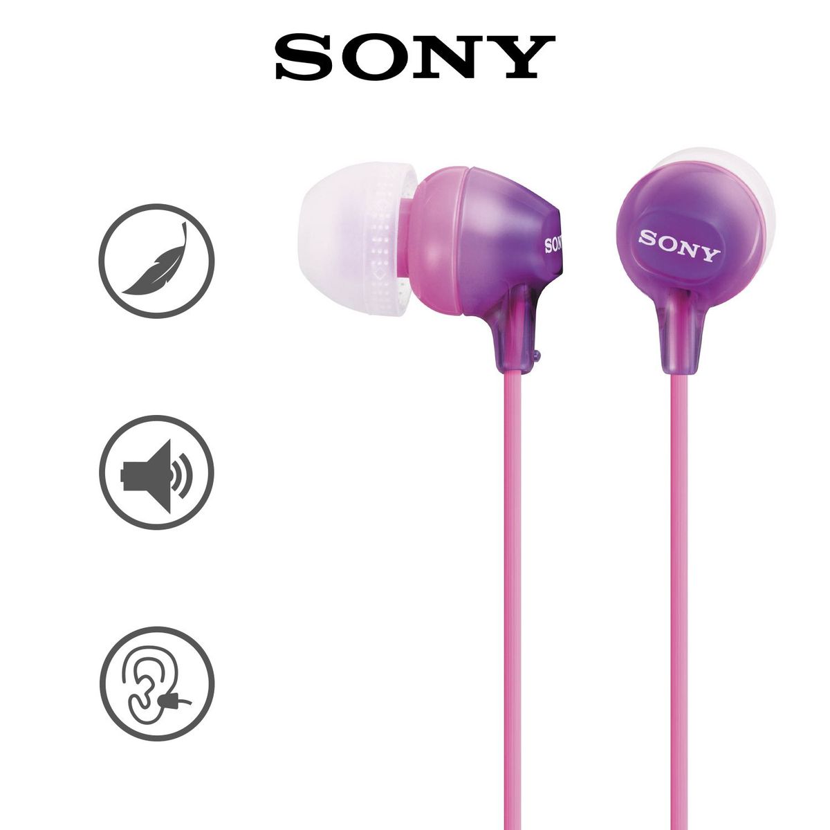 SONY - Audífonos Sony MDR-EX15AP con Micrófono Violeta