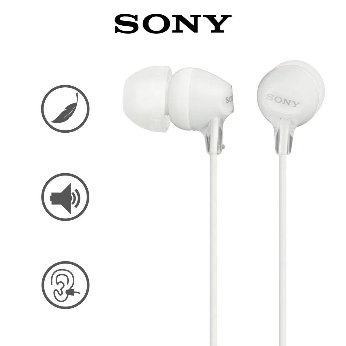 SONY - Audífonos Sony MDR-EX15AP con Micrófono Blanco