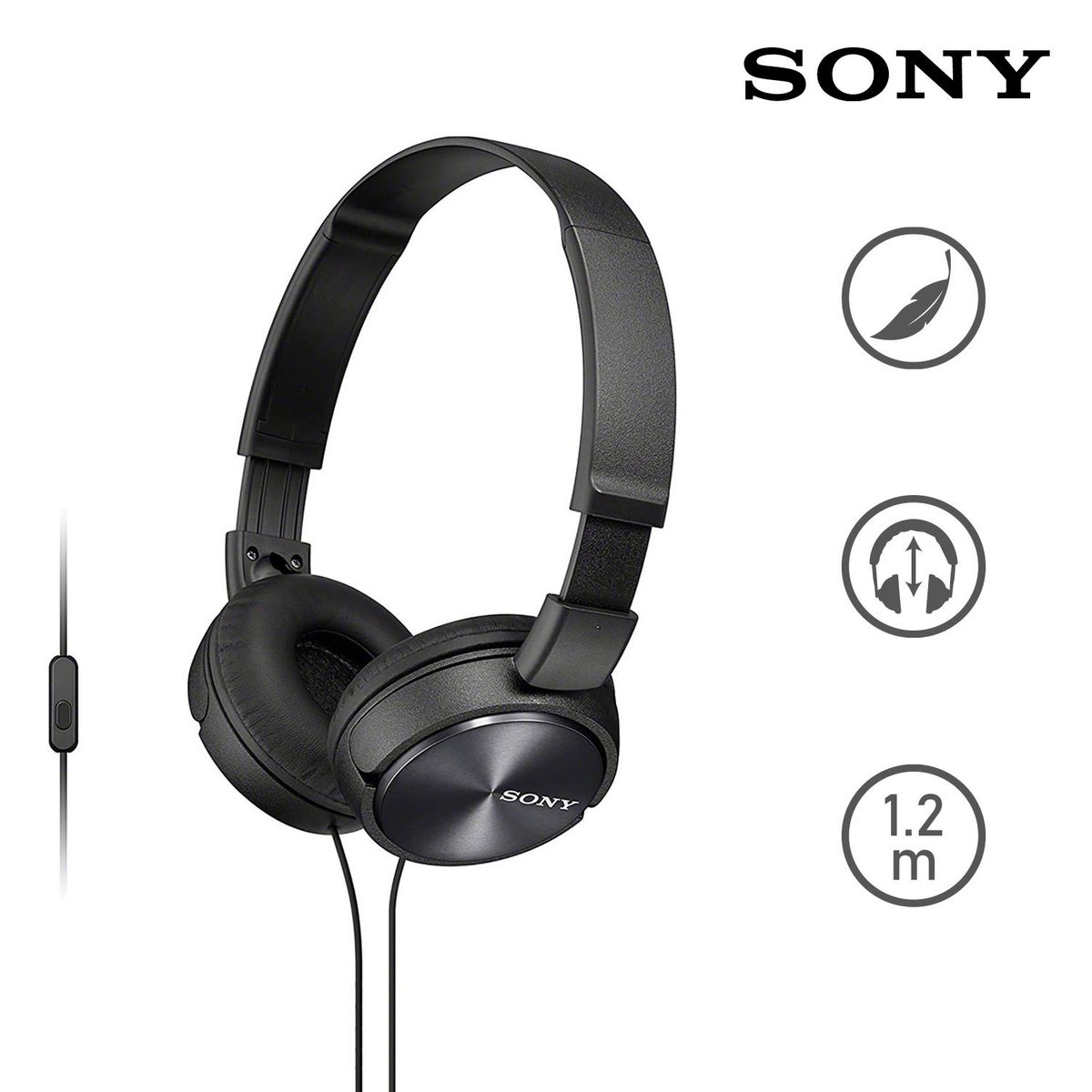 SONY - Audífonos Sony MDR-ZX310AP Over Ear con Micrófono Negro Sony