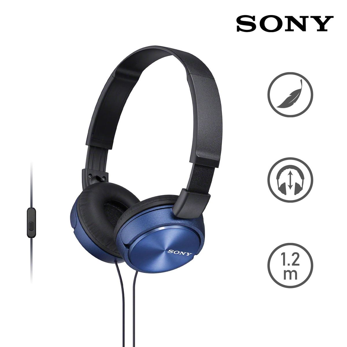 SONY - Audífonos Sony MDR-ZX310AP Over Ear con Micrófono Azul Sony