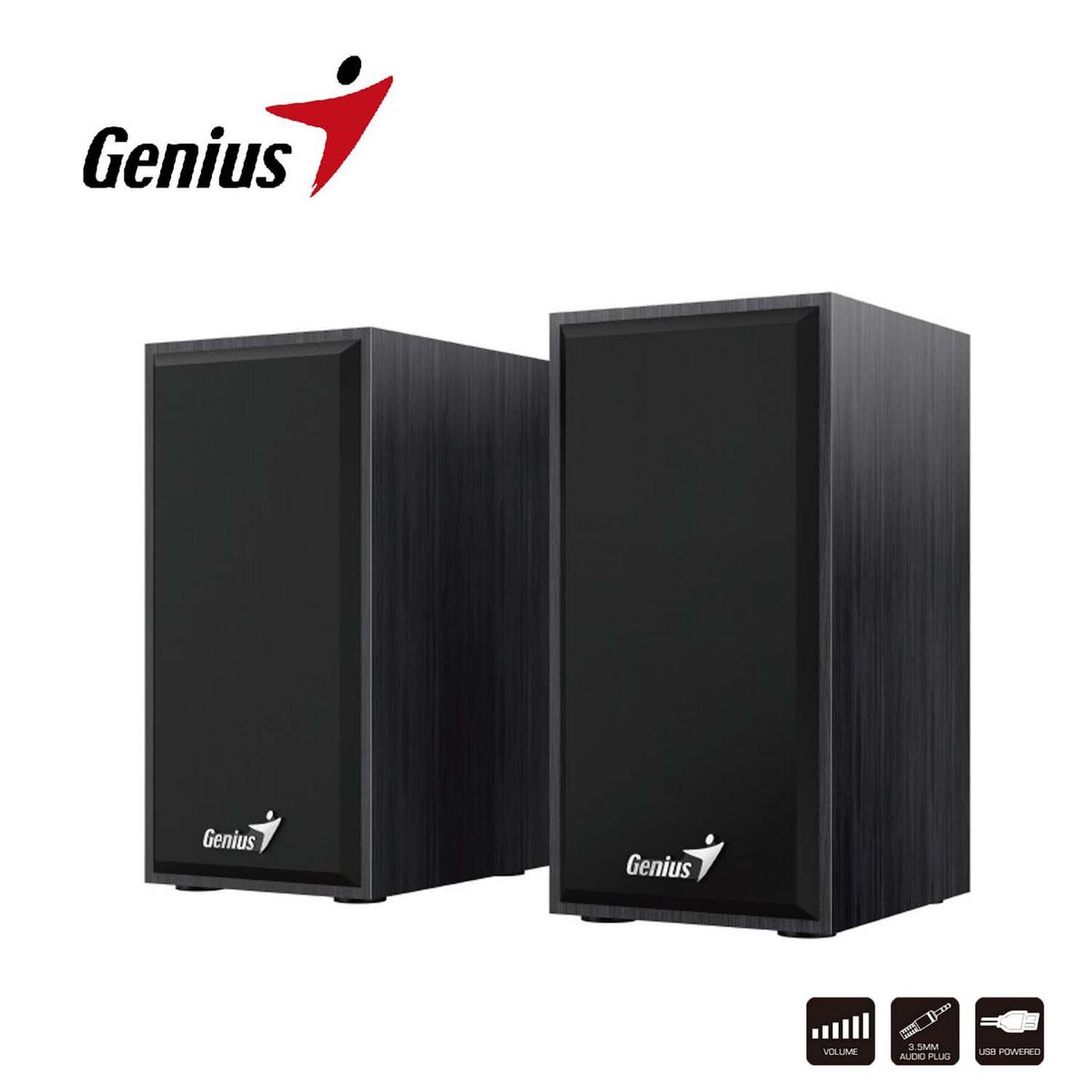 GENIUS - Parlantes Genius SP-HF180 Wooden Stereo USB-3.5 mm Negro Genius