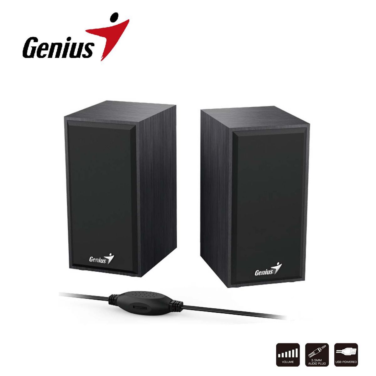 GENIUS - Parlantes Genius SP-HF180 Wooden Stereo USB-3.5 mm Negro Genius