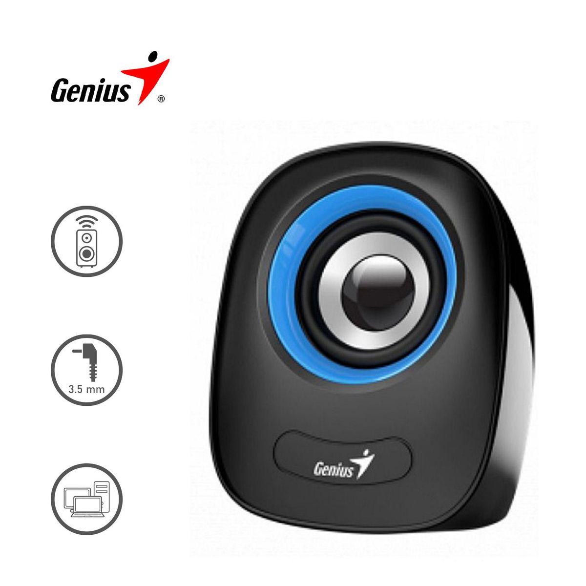 GENIUS - Parlante Genius SP-Q160 3.5mm 6W Control de Volumen Azul Genius