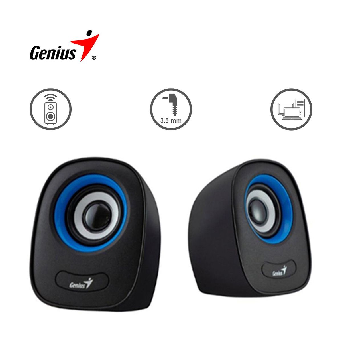 GENIUS - Parlante Genius SP-Q160 3.5mm 6W Control de Volumen Azul Genius
