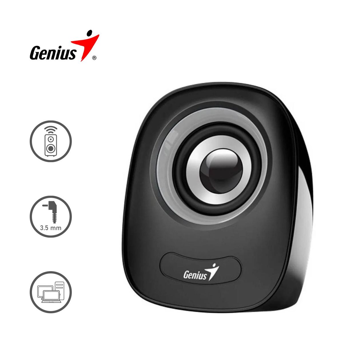 GENIUS - Parlante Genius SP-Q160 3.5mm 6W Control de Volumen Gris Genius