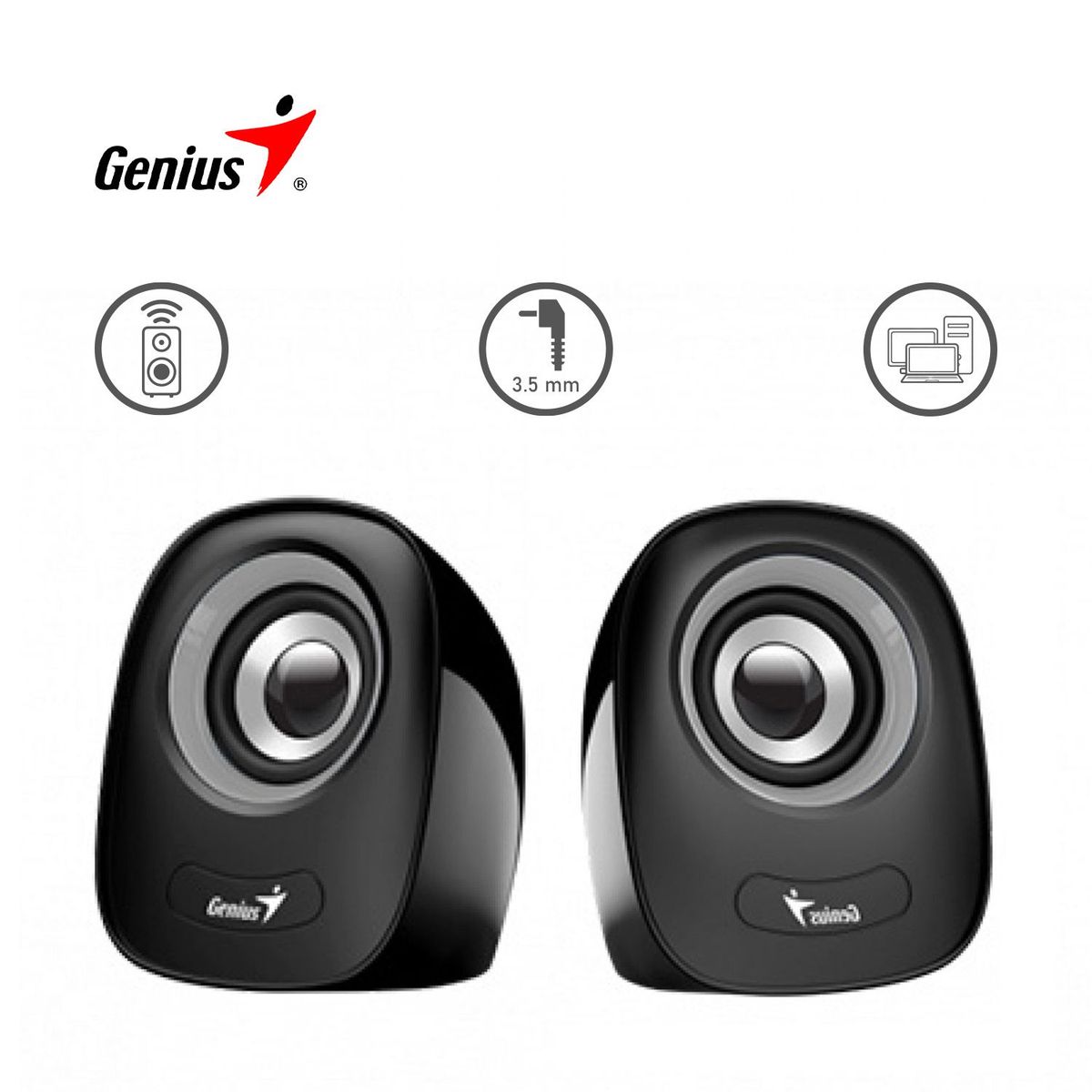 GENIUS - Parlante Genius SP-Q160 3.5mm 6W Control de Volumen Gris Genius