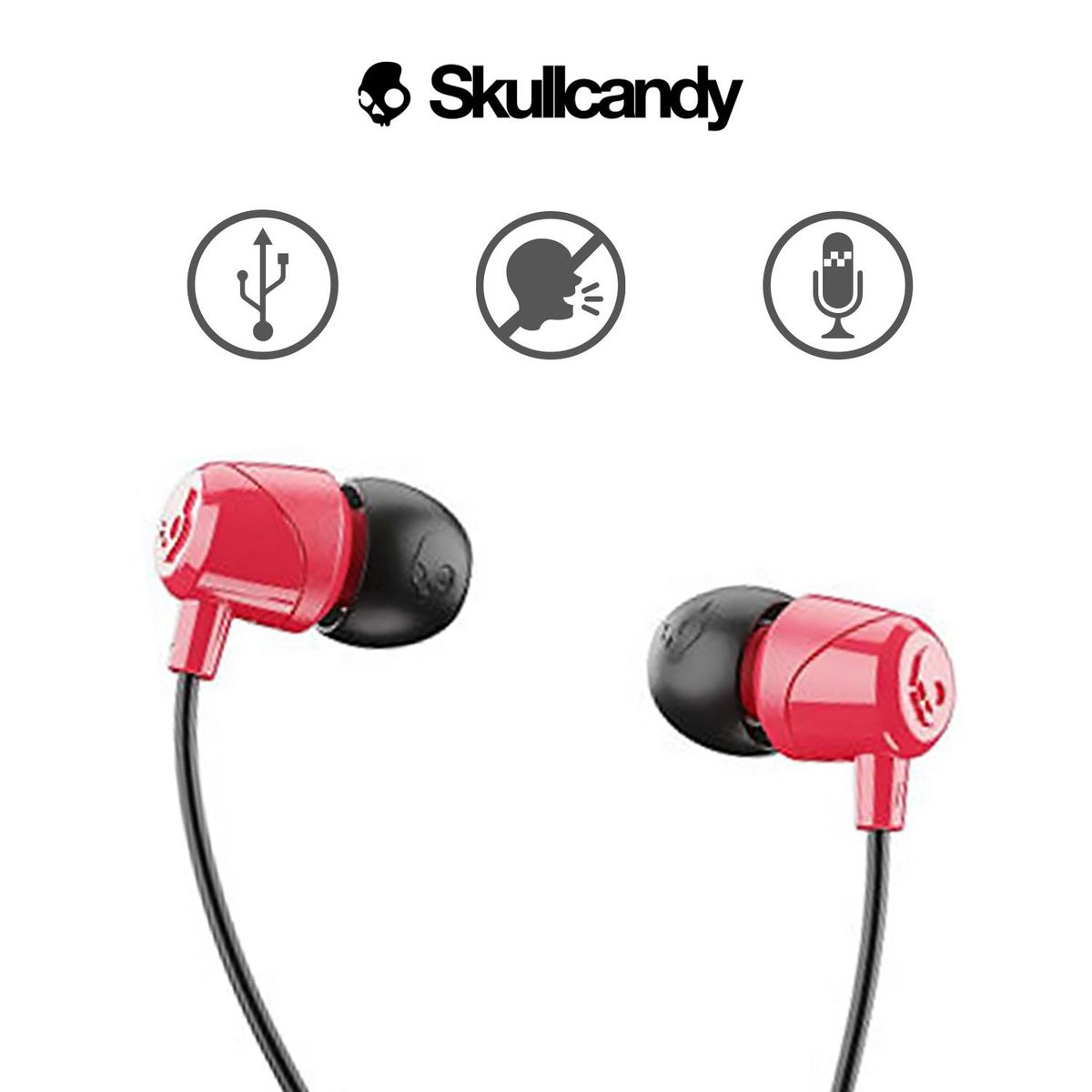 Skullcandy - Audífonos Skullcandy JIB S2DUY con Micrófono Rojo
