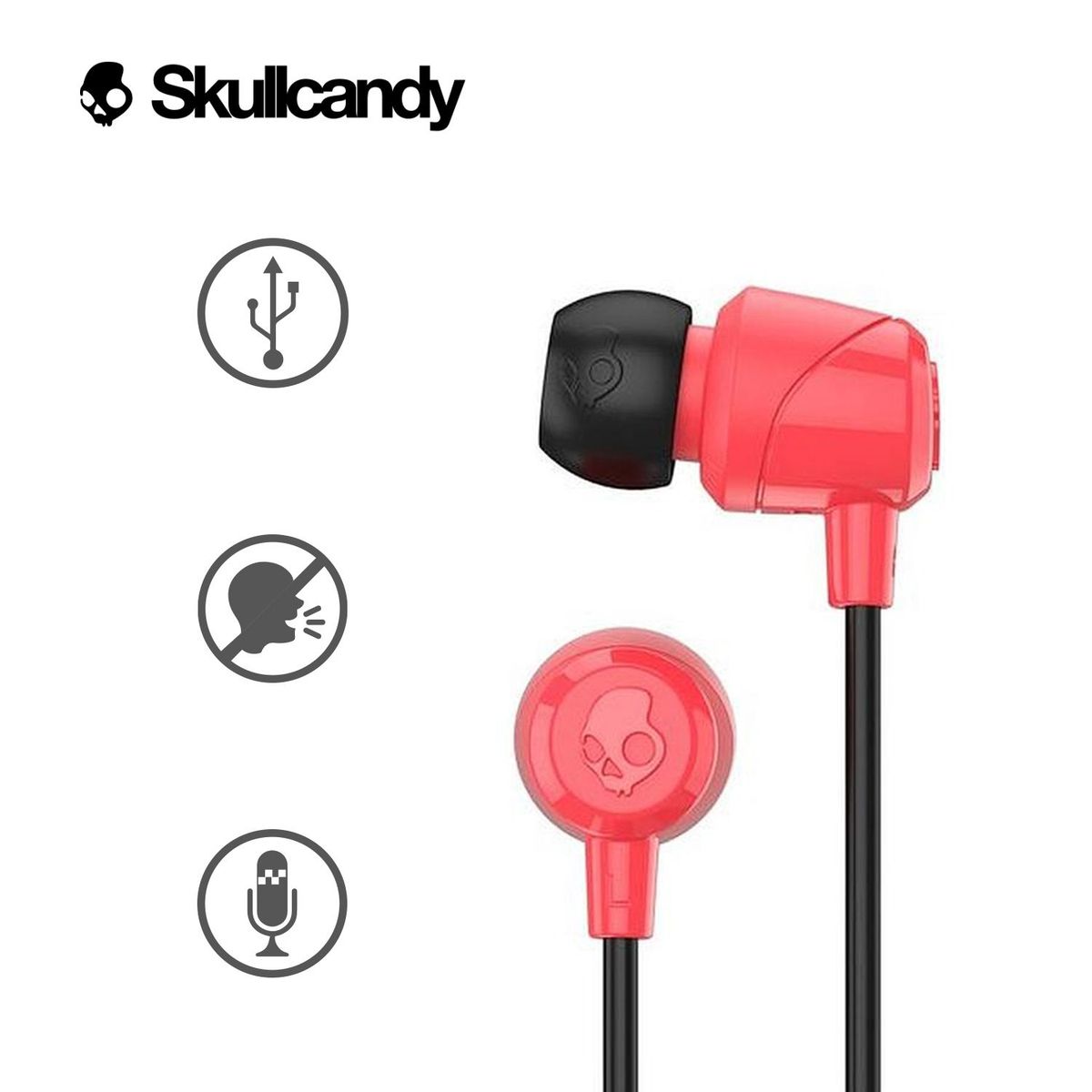 Skullcandy - Audífonos Skullcandy JIB S2DUY con Micrófono Rojo