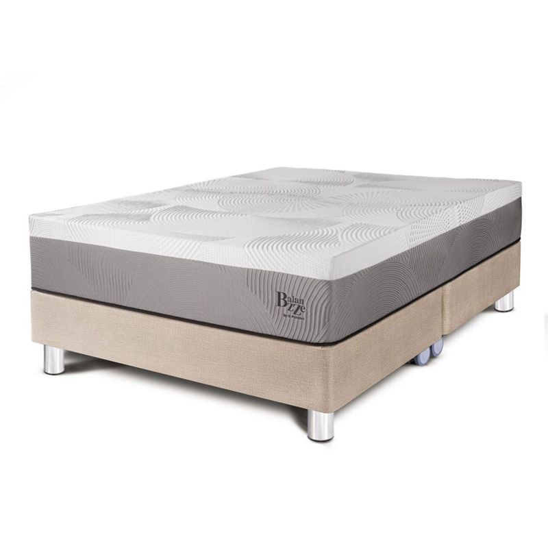 PARAISO - Cama Box Tarima Balanzze King + 2 Almohadas Viscoelásticas + Protector