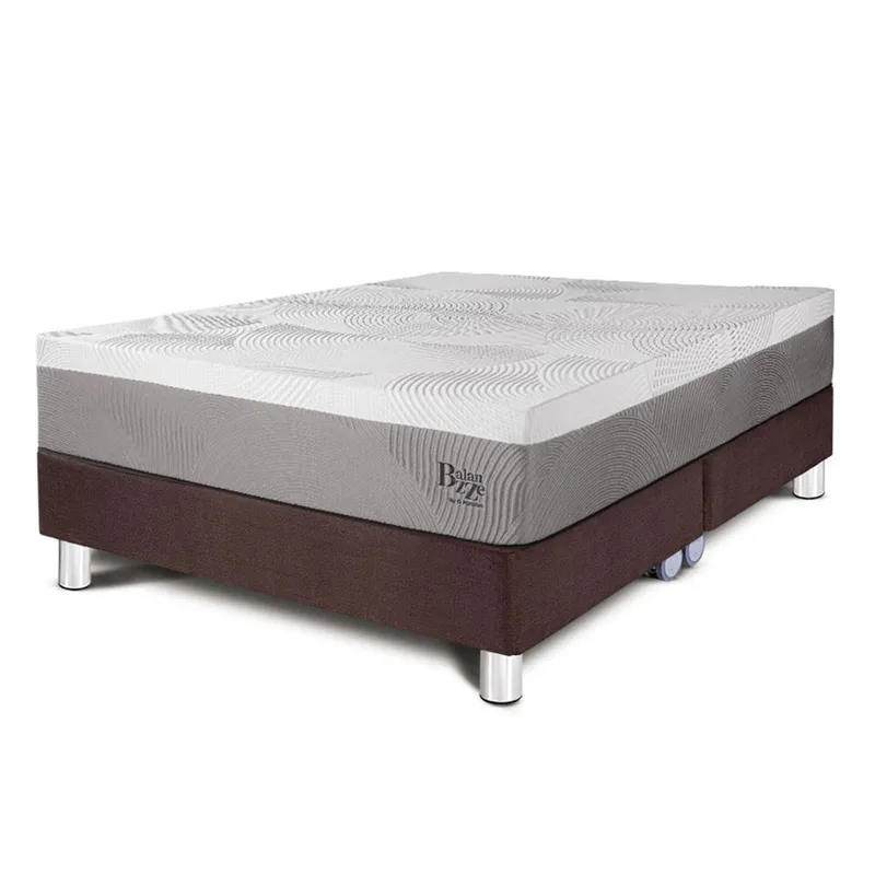 PARAISO - Cama Box Tarima Balanzze Queen + 2 Almohadas Viscoelásticas + Protector