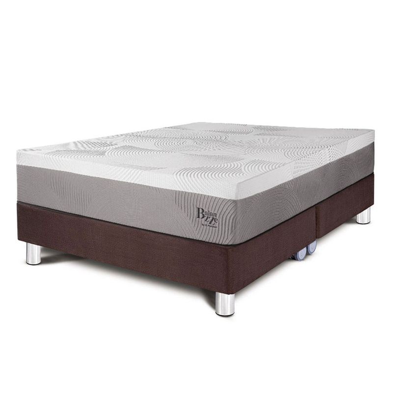 PARAISO - Cama Box Tarima Balanzze King + 2 Almohadas Viscoelásticas + Protector