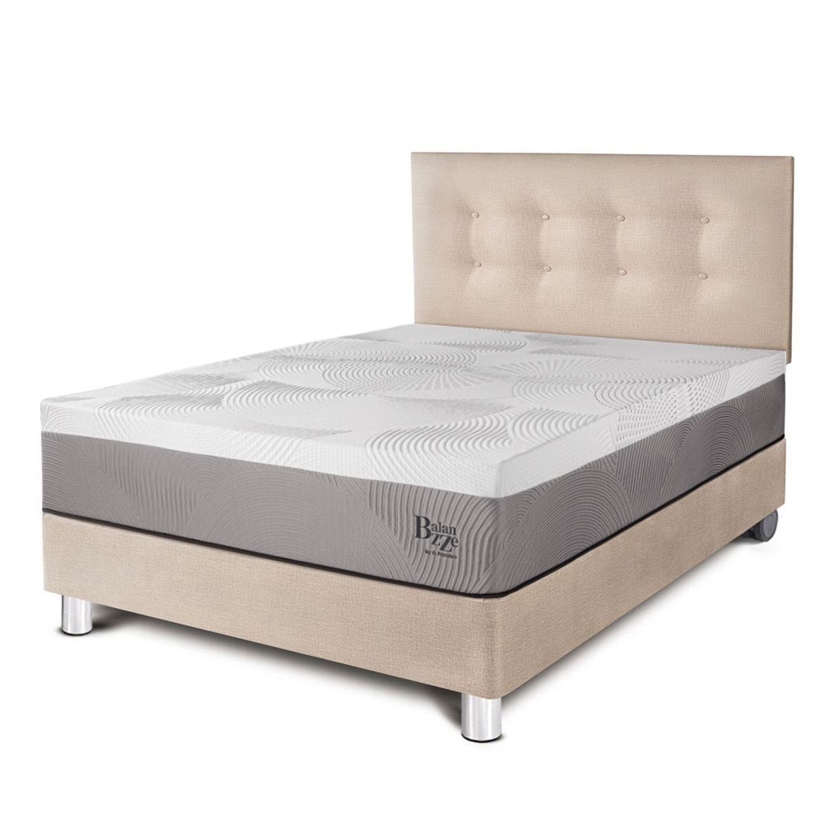 PARAISO - Dormitorio Balanzze 1.5 Plz Champagne + 1 Almohada Viscoelástica