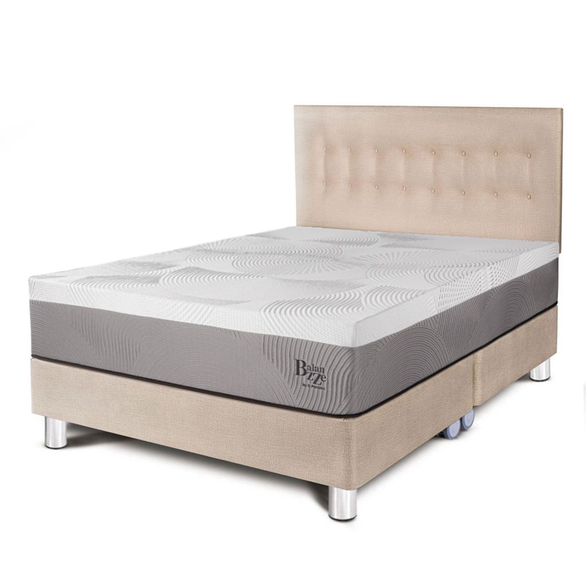 PARAISO - Dormitorio Balanzze King + 2 Almohadas Viscoelásticas + Protector