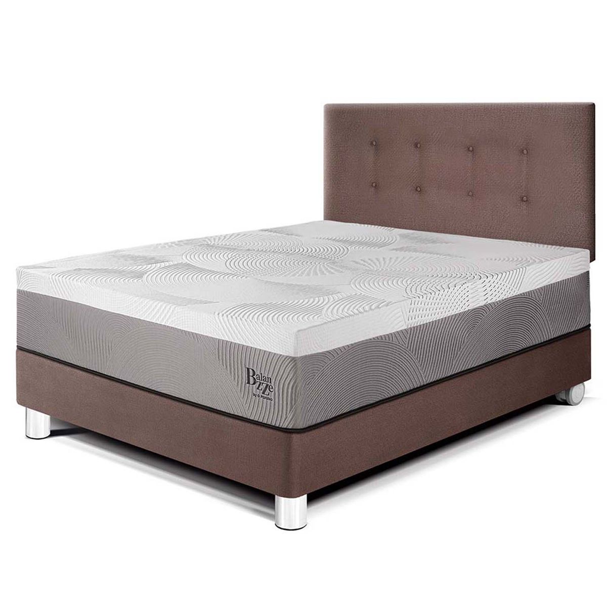 PARAISO - Dormitorio Balanzze 1.5 Plz Chocolate + 1 Almohada Viscoelástica