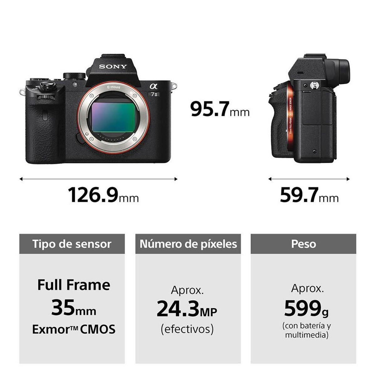 SONY - Cámara profesional Alpha a7 II Full Frame Mirrorless 