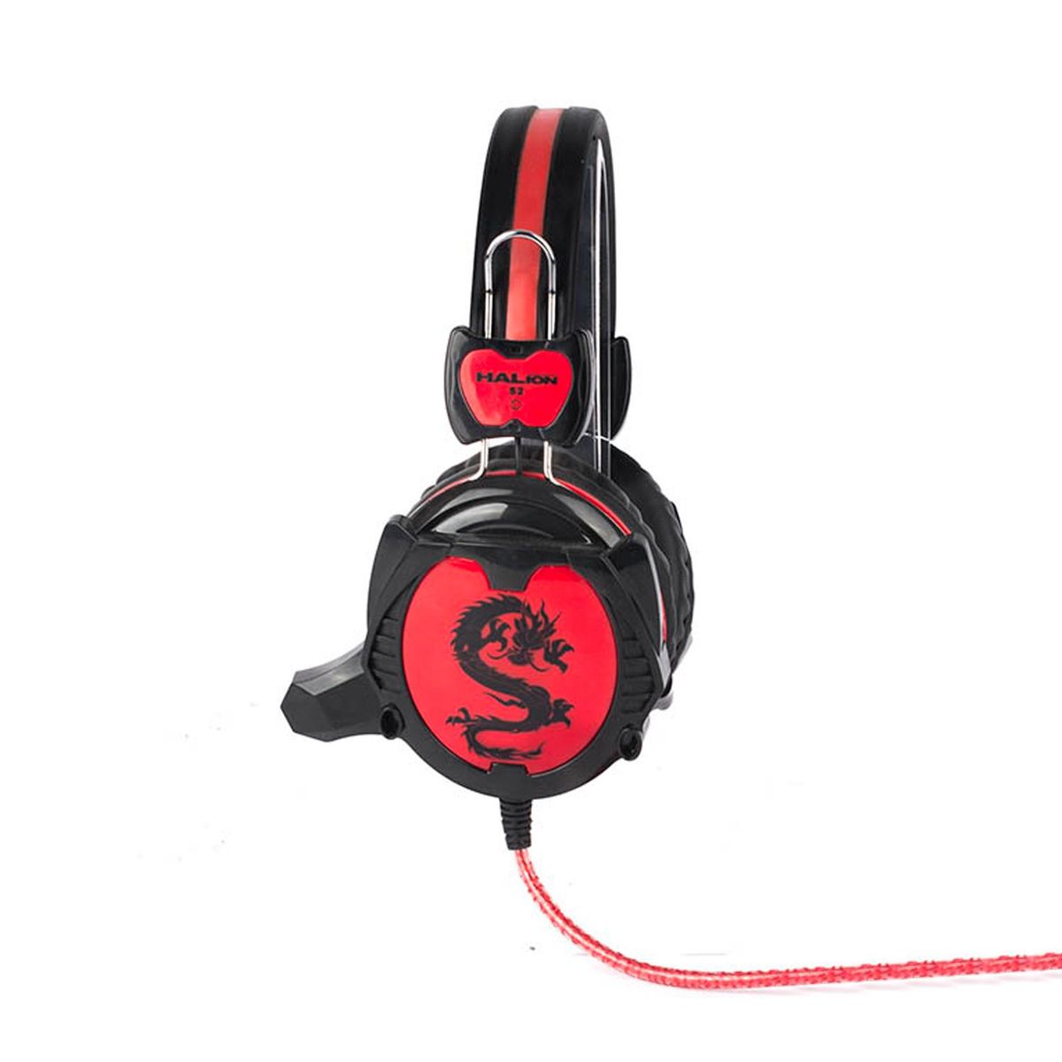 HALION - Audífono Halion Gamer S2 Dragon con Micrófono Para PC 3.5mm Negro/Rojo