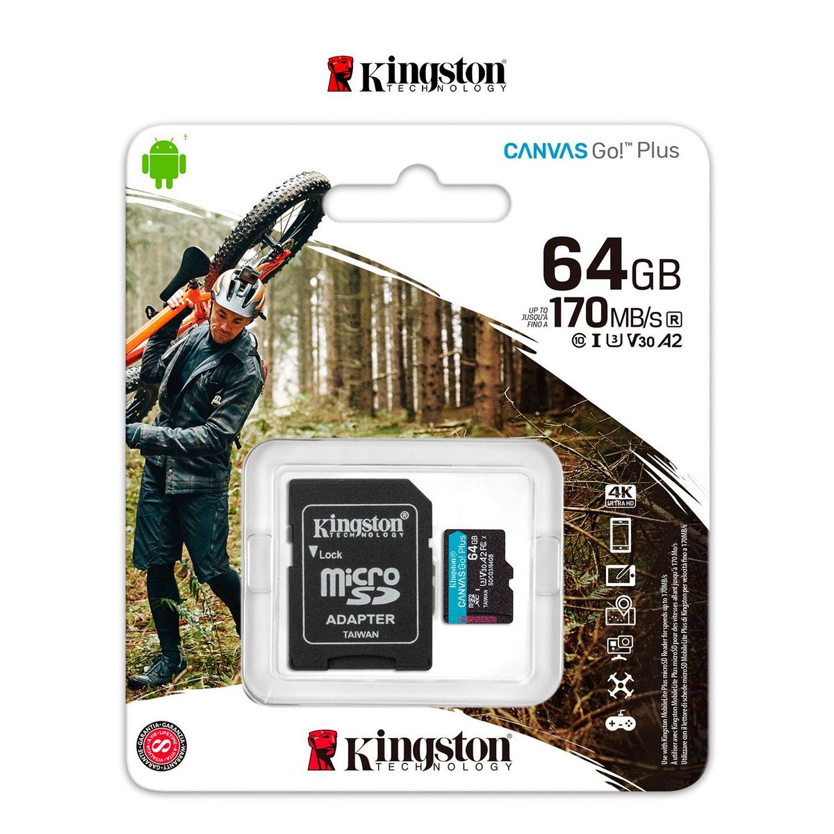 KINGSTON - Memoria MicroSD Kingston Canvas Go Plus SDCG3 64GB 170Mbs