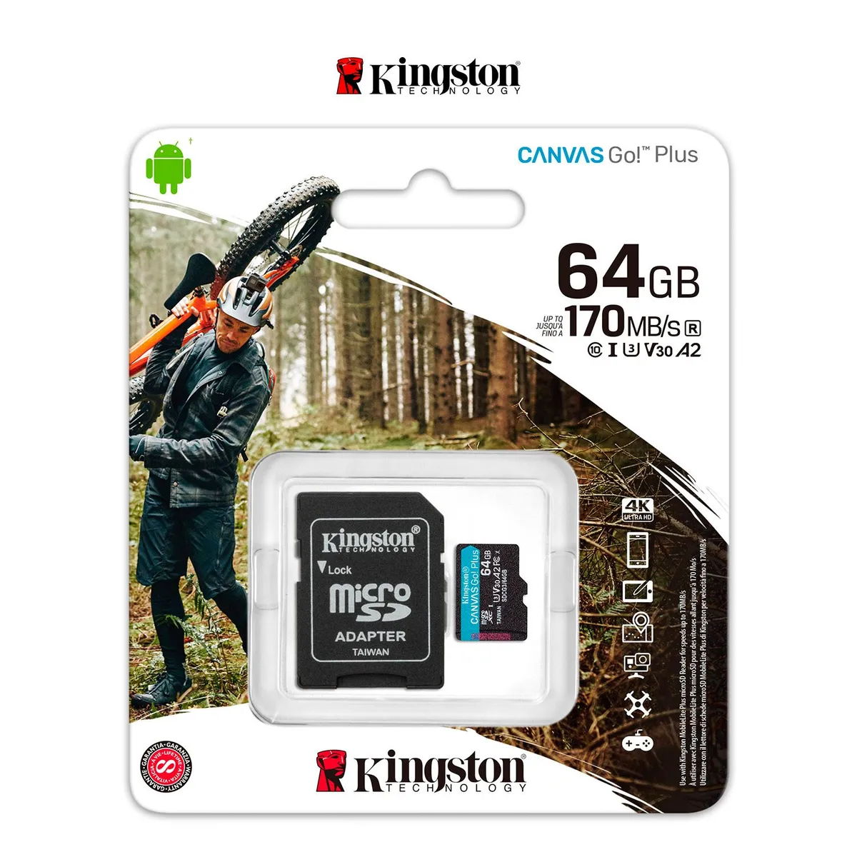 KINGSTON - Memoria MicroSD Kingston Canvas Go Plus SDCG3 64GB 170Mbs