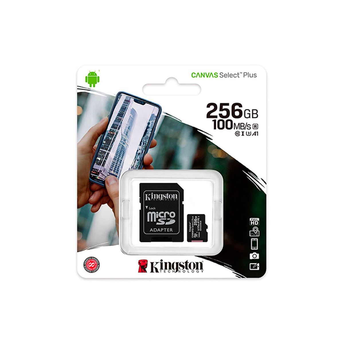 KINGSTON - Memoria Micro SD Kingston Canvas 256GB Clase 10 UHS-I 100 MB/S