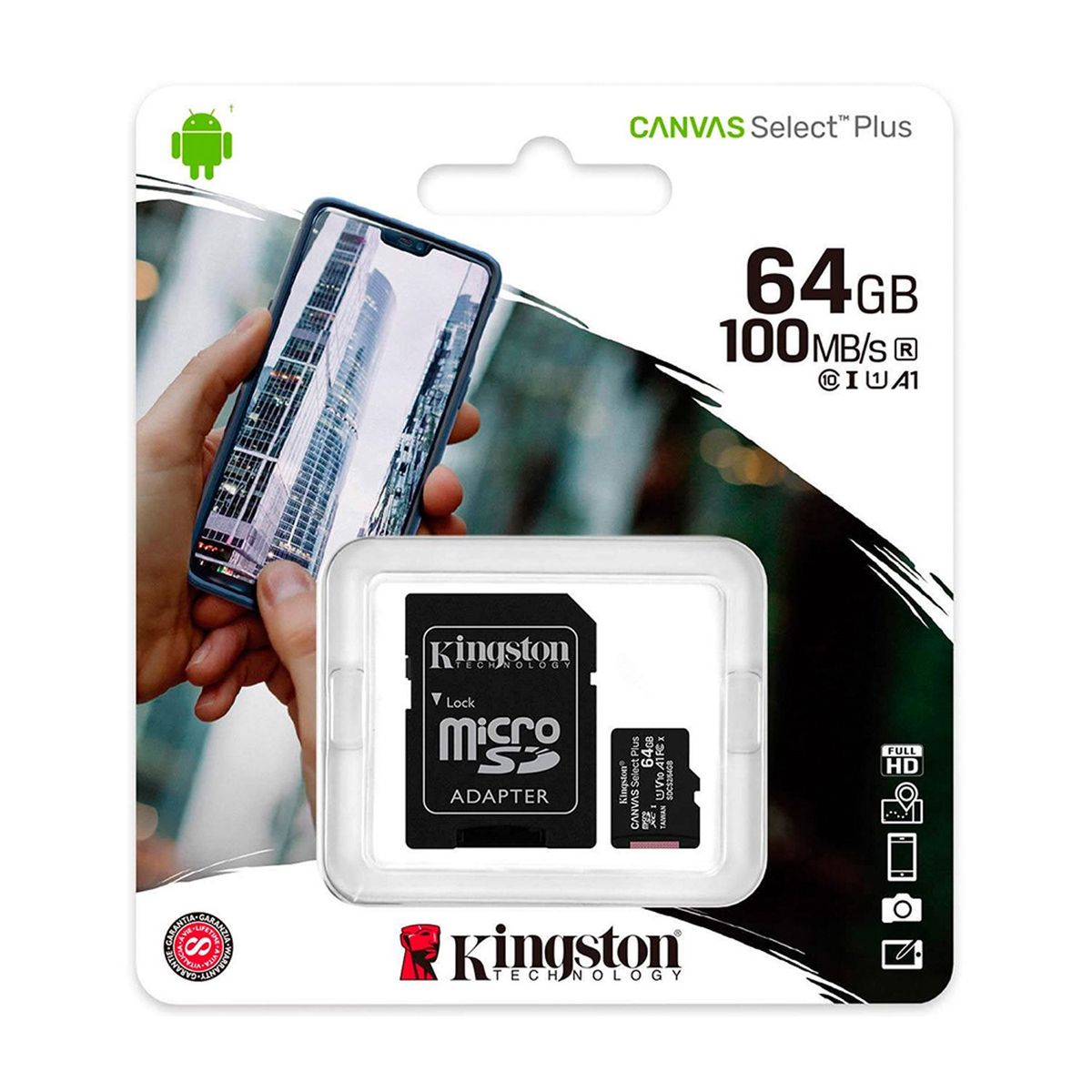 KINGSTON - Memoria Micro SD Kingston Canvas 64GB Clase 10 UHS-I 100 MB/S