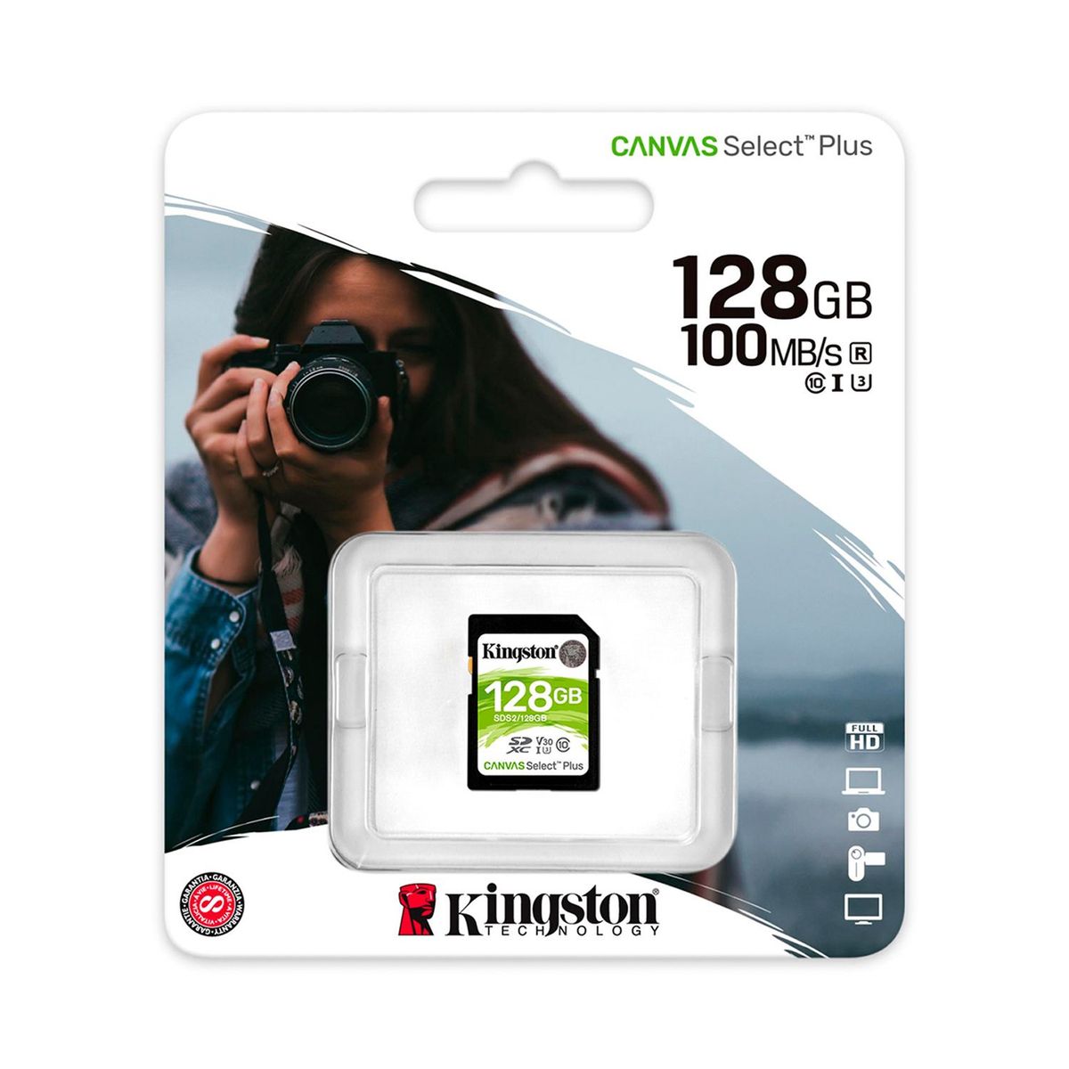 KINGSTON - Memoria SD Kingston 128GB UHS-I Velocidad Clase 10 100MB/s