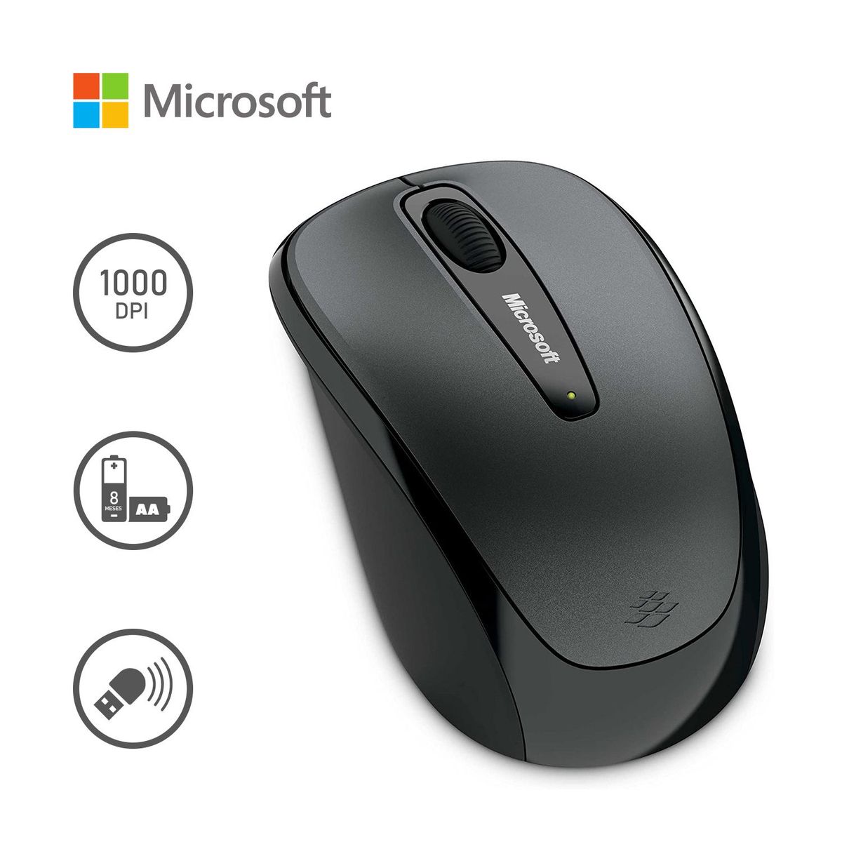 MICROSOFT - Mouse Microsoft Mobile 3500 Inalámbrico DPI1000 Gris