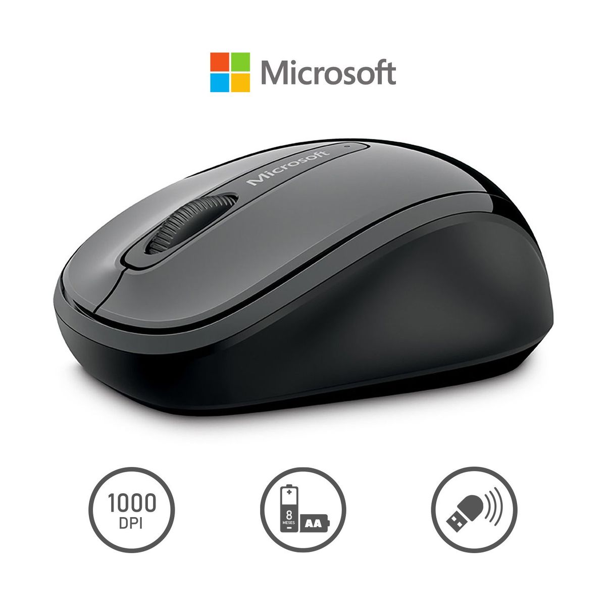 MICROSOFT - Mouse Microsoft Mobile 3500 Inalámbrico DPI1000 Gris