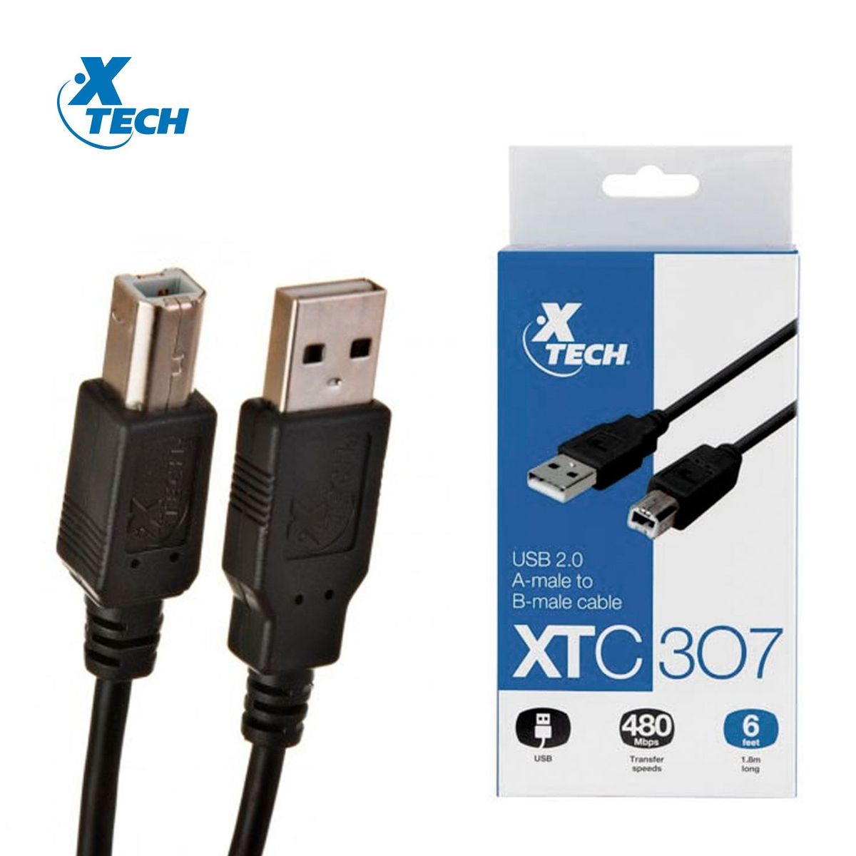 XTECH - Cable Xtech XTC-307 USB-A Macho 2.0 a USB-B 480Mbps