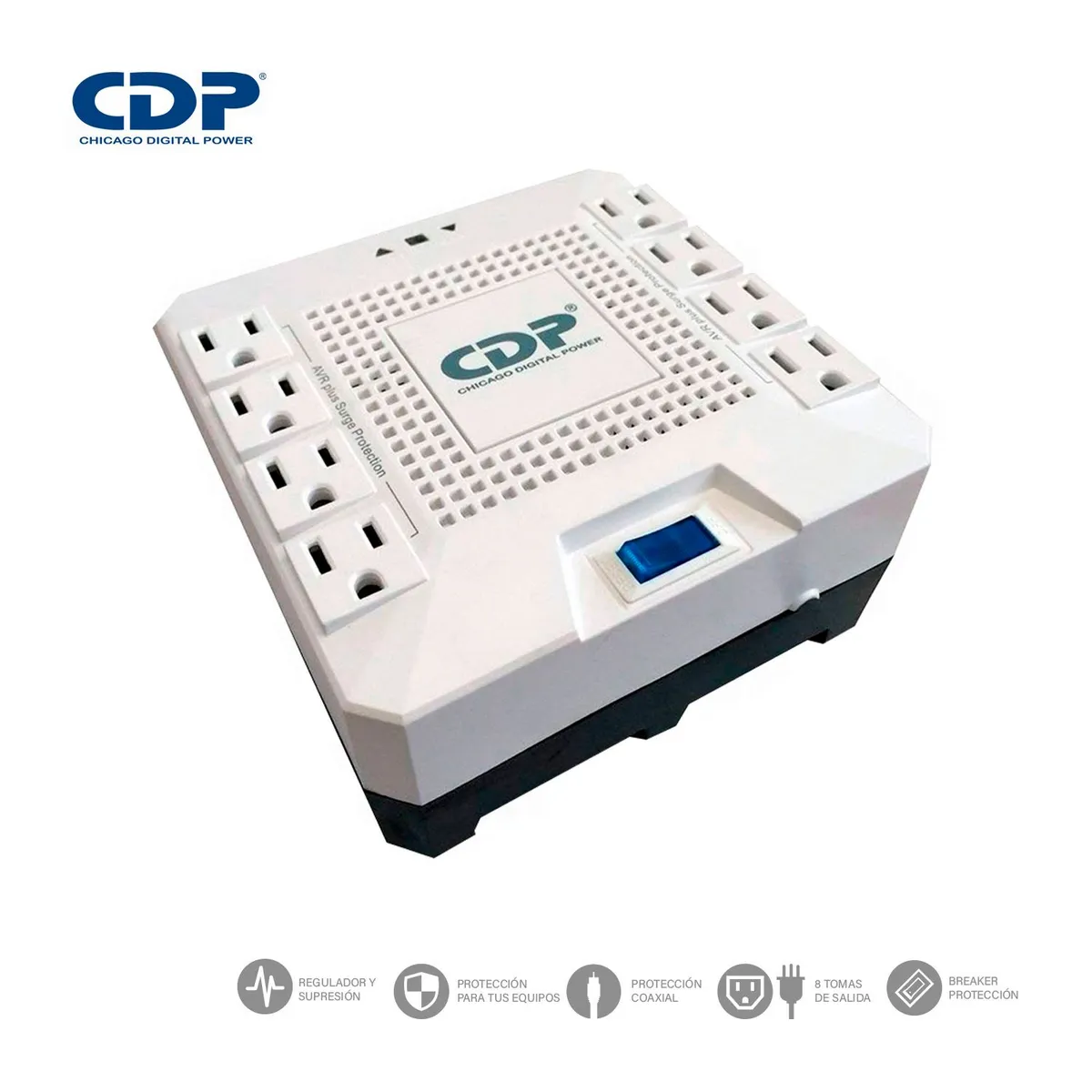 CDP - Estabilizador de Voltaje CDP R-AVR1808I 1800VA/1000W 8 Tomas de Salida