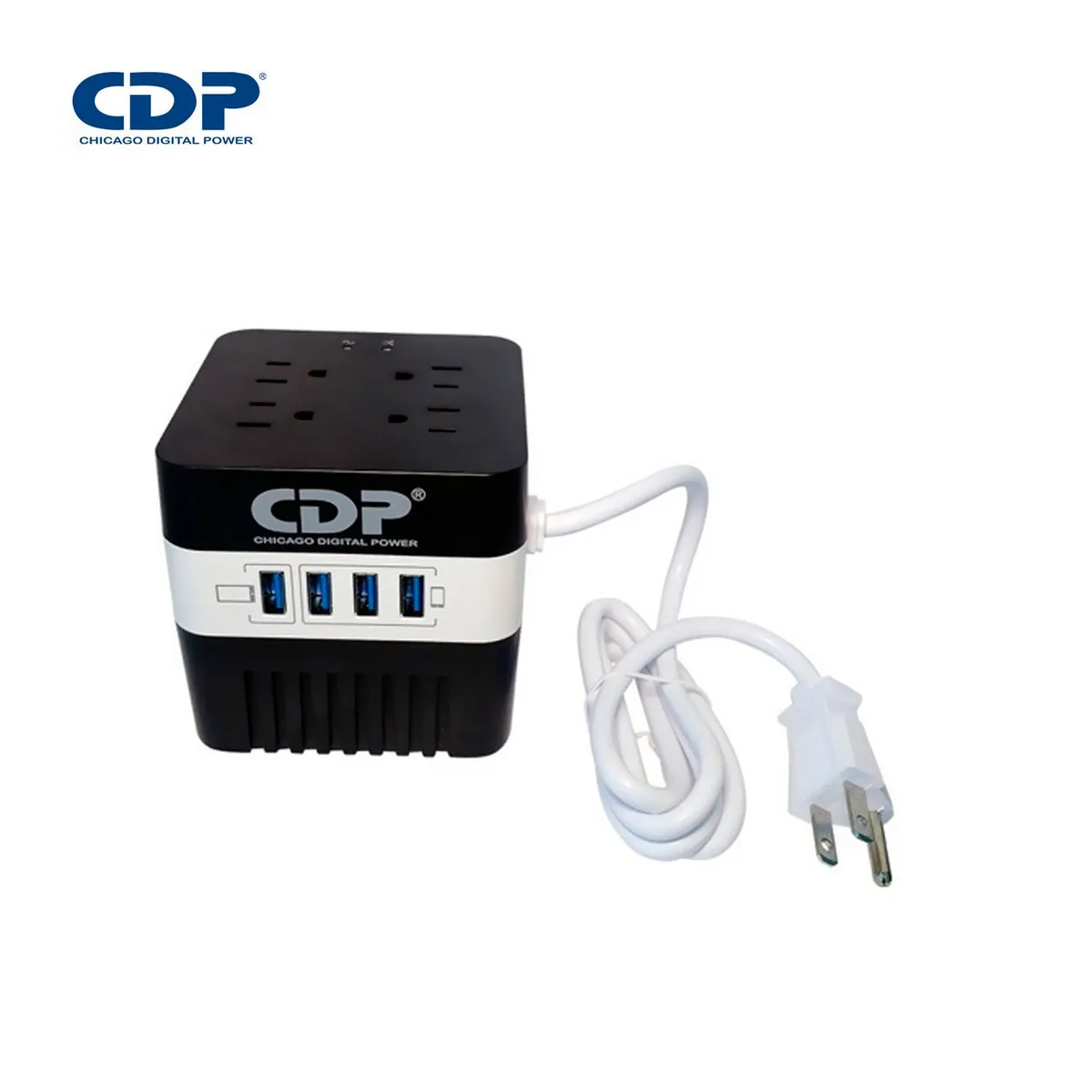 CDP - Estabilizador de Voltaje CDP RU-AVR604I 600VA/300W 4 Salidas 4 Puertos USB