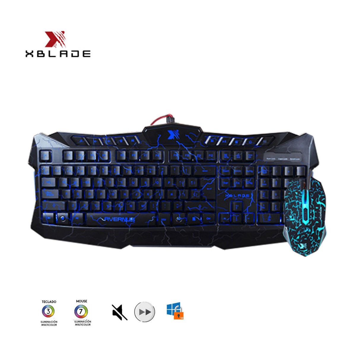 XBLADE - Kit Teclado y Mouse Xblade Avernus GXB-KM410L Iluminado 7 Colores