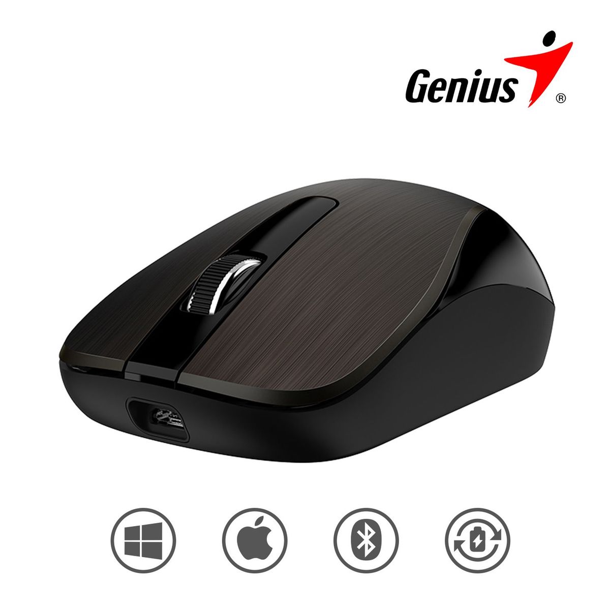 GENIUS - Mouse Genius Inalámbrico ECO-8015 C Batería Recargable Chocolate Channel