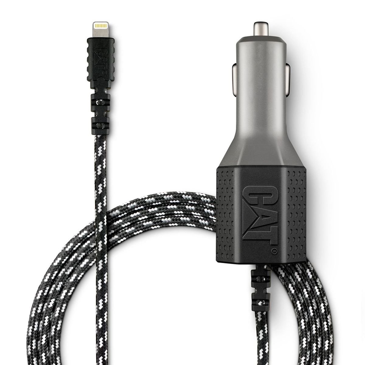 CAT - Cargador De Auto CAT Resistente Con Cable USB-Lightning 4.8 a 1.8 Metros