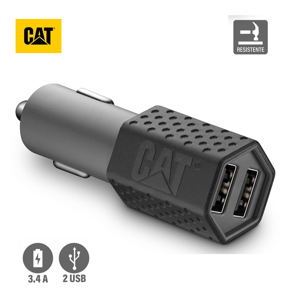 CAT - Cargador De Auto CAT Resistente USB 3.4 Amp 2 Puertos