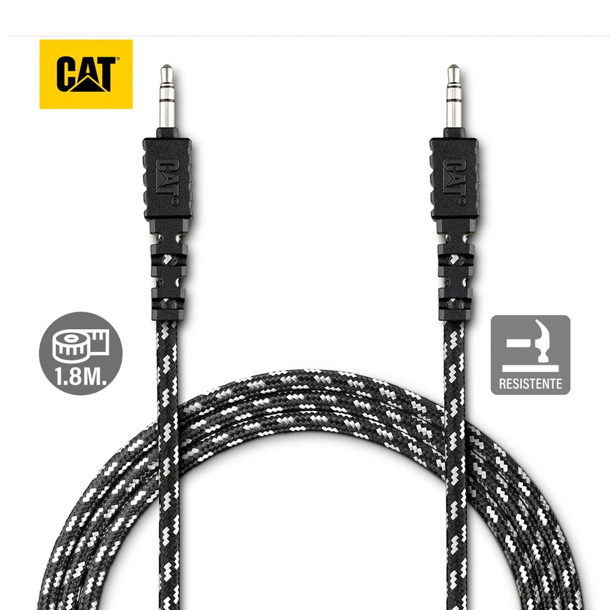 CAT - Cable Auxiliar CAT Resistente De Audio 3.5mm a 3.5mm 1.8 Metros