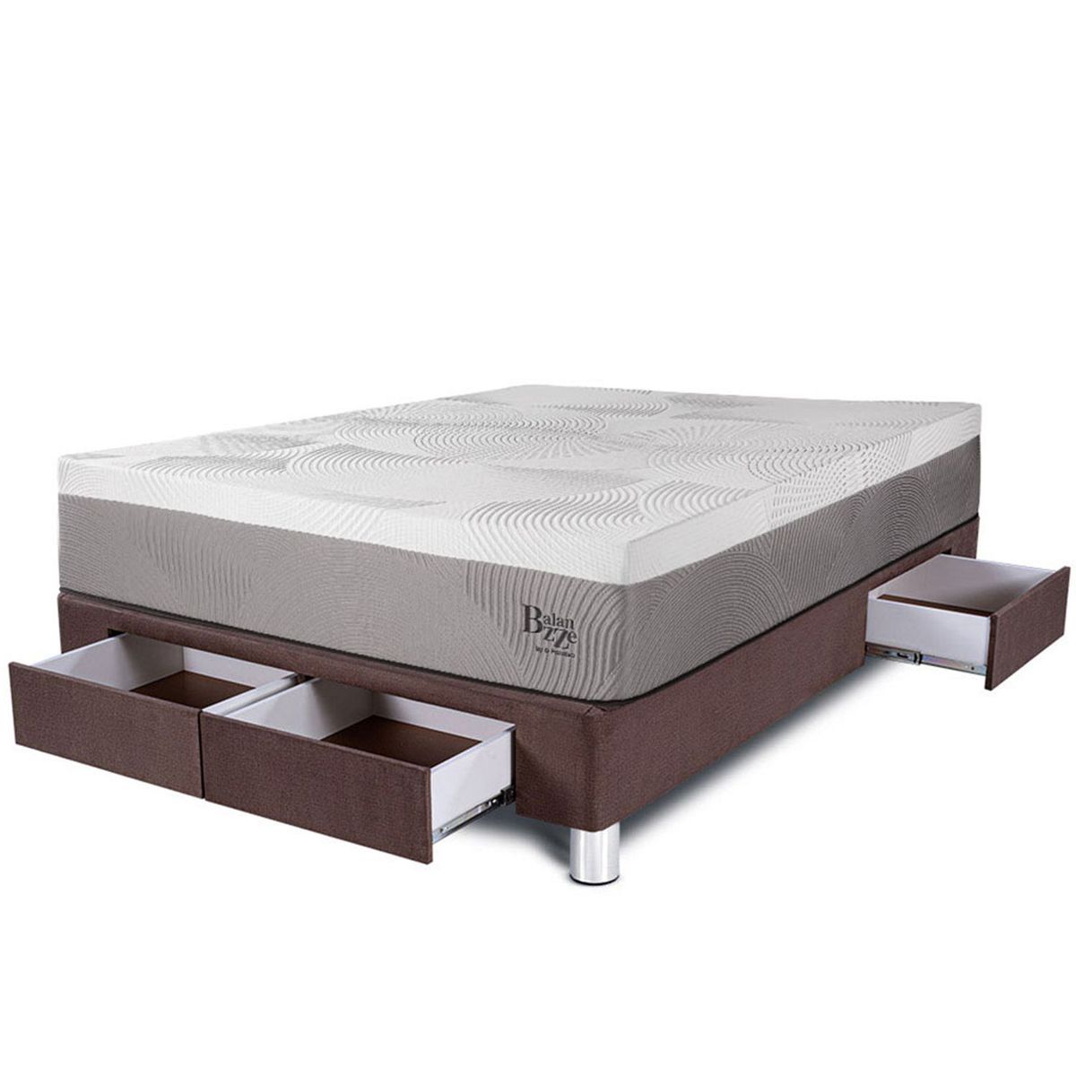 PARAISO - Cama Con Cajones Balanzze 2 Plz + 2 Almohadas Viscoelásticas + Protector