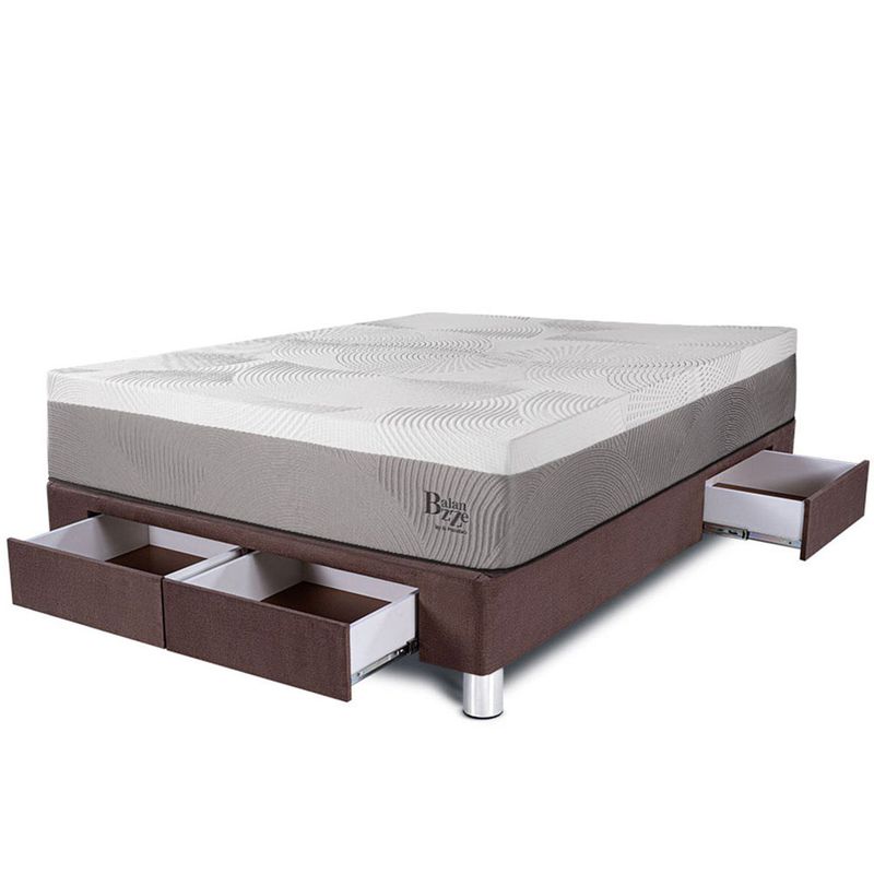PARAISO - Cama Con Cajones Balanzze 2 Plz + 2 Almohadas Viscoelásticas + Protector
