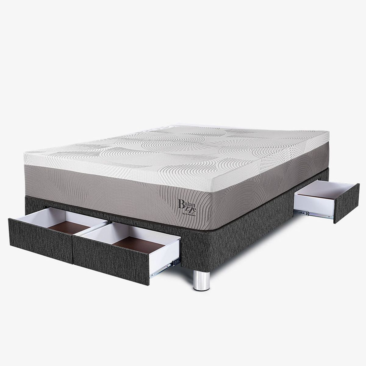 PARAISO - Cama Con Cajones Balanzze 2 Plz + 2 Almohadas Viscoelásticas