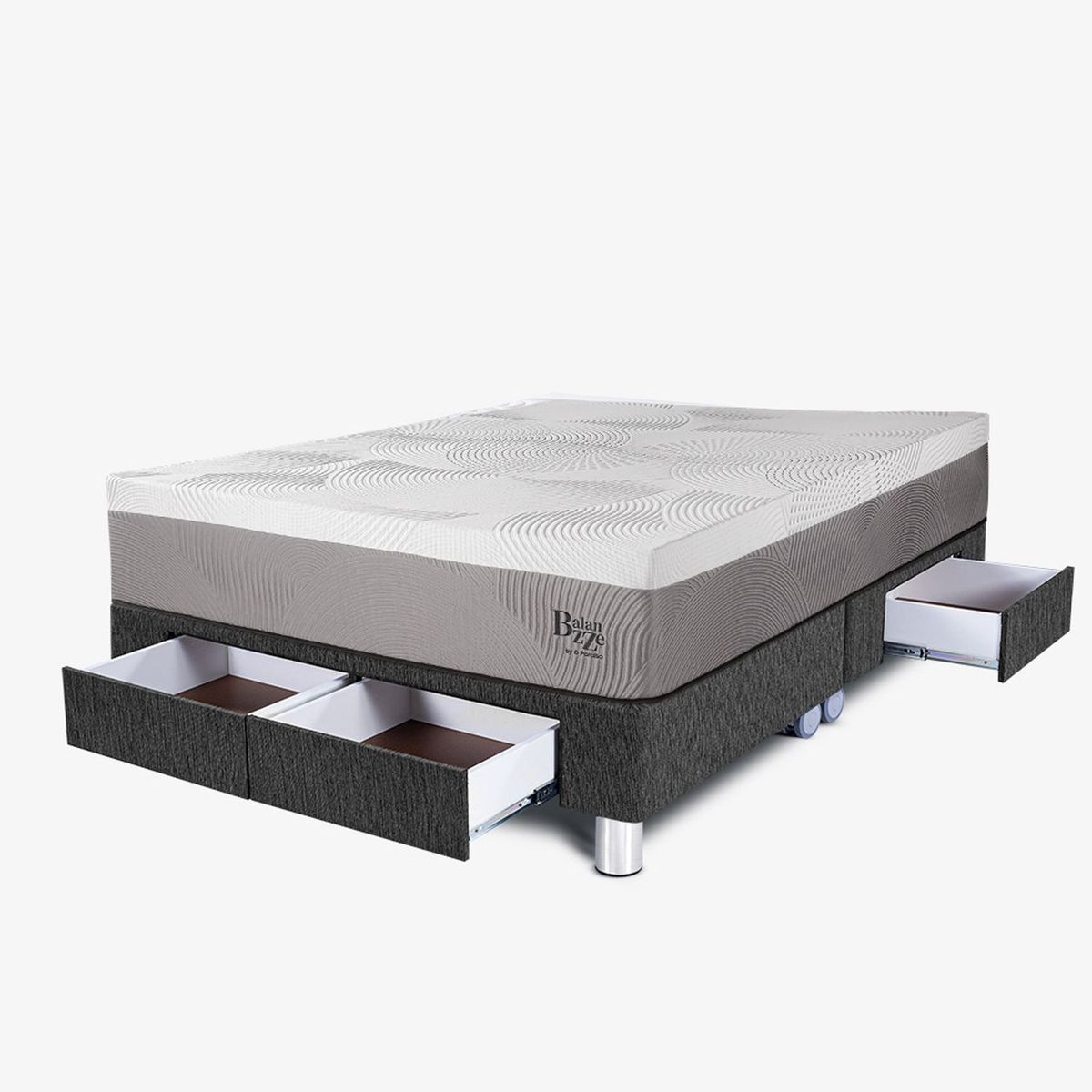 PARAISO - Cama Con Cajones Balanzze Queen + 2 Almohadas Viscoelásticas