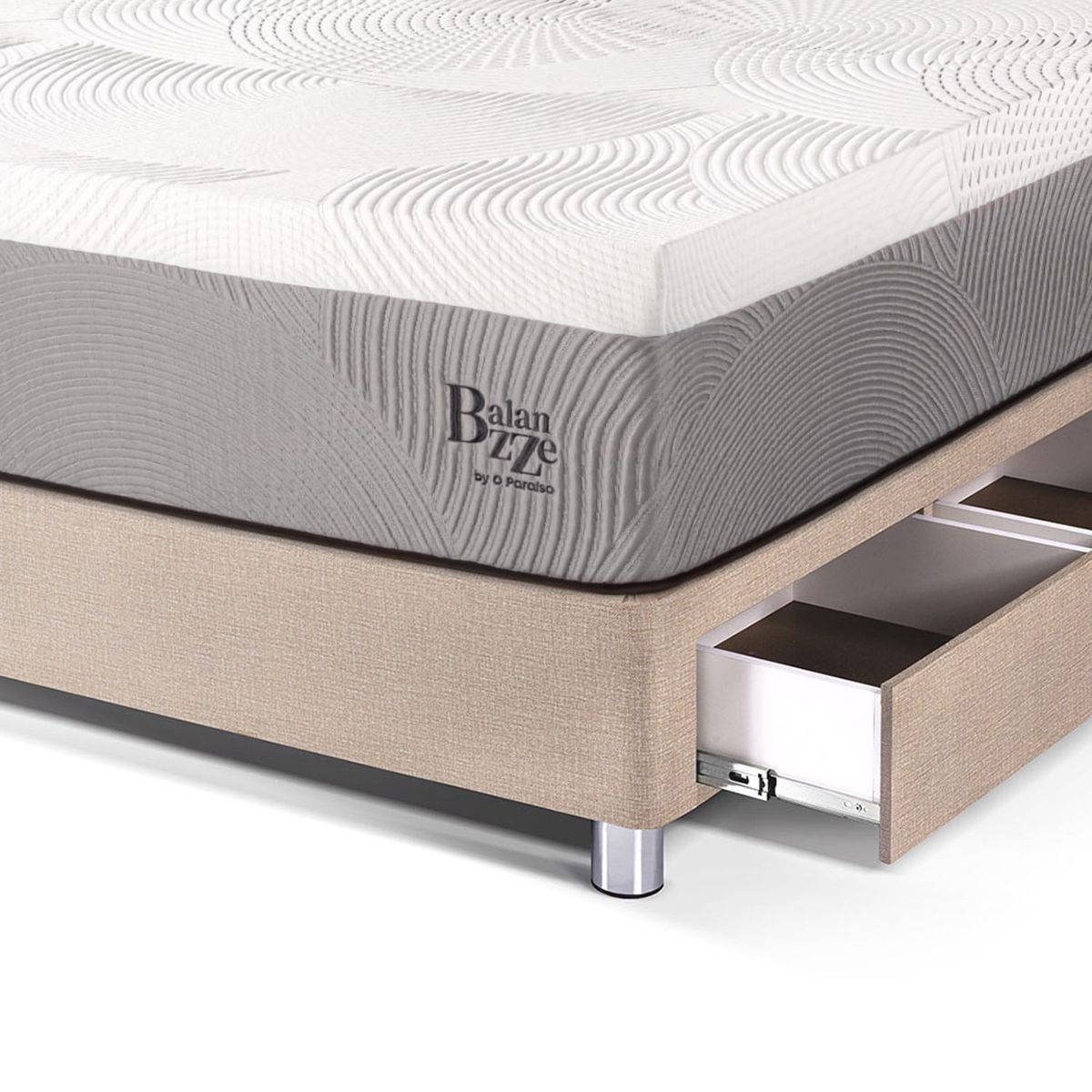 PARAISO - Dormitorio Con Cajones Balanzze 1.5 Plz Champagne + 1 Almohada Viscoelástica