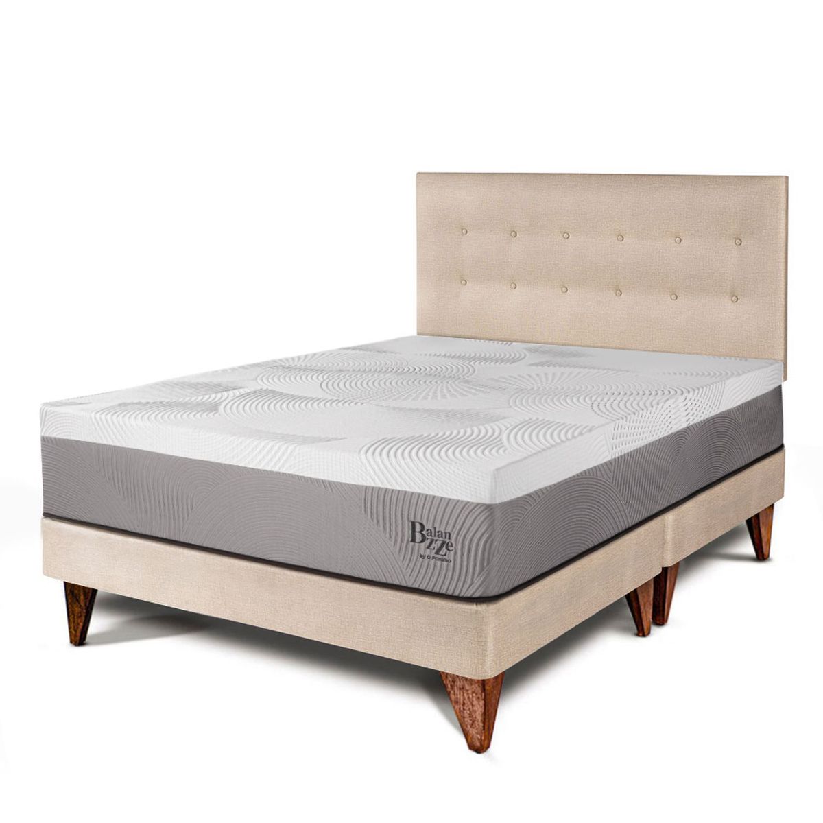 PARAISO - Dormitorio Europeo Balanzze Queen + 2 Almohadas Viscoelásticas + Protector