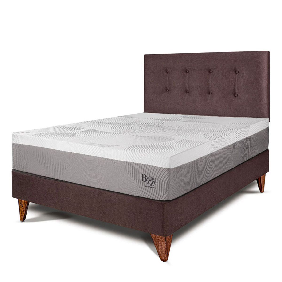 PARAISO - Dormitorio Europeo Balanzze 1.5 Plz Chocolate + 1 Almohada Viscoelástica