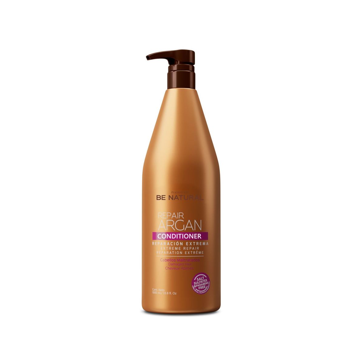BE NATURAL - Acondicionador Para Cabello Dañado Repair Argan 1 Litro Be Natural