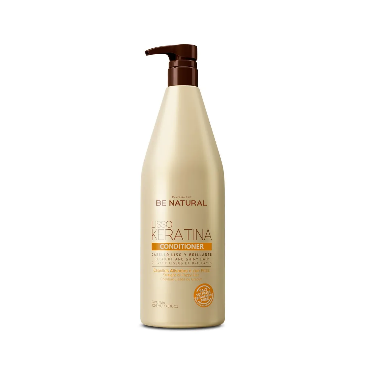 BE NATURAL - Acondicionador Para Cabello Lisso Keratina 1 Litro Be Natural