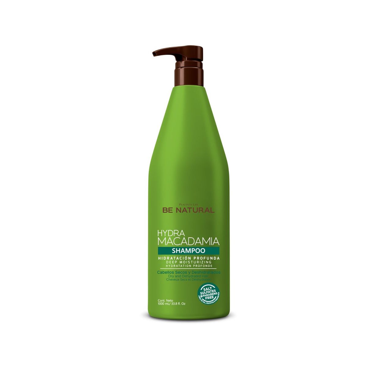 BE NATURAL - Shampoo Para Cabello Seco Hydra Macadamia 1 Litro Be Natural
