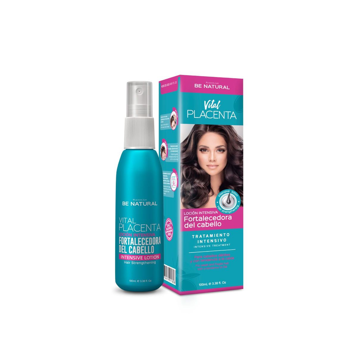 BE NATURAL - Loción Intensiva Fortalecedora de Cabello Vital Placenta 100ml Be Natural