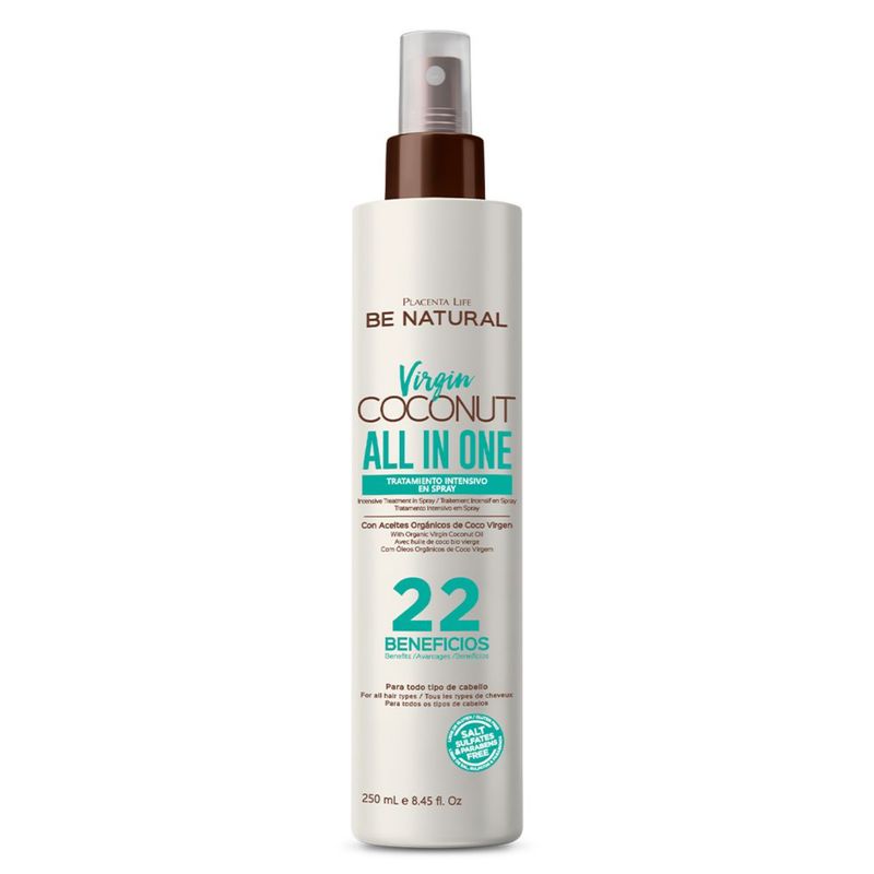 BE NATURAL - All In One Tratamiento Intensivo en Spray Virgin Coconut 250ml Be Natural
