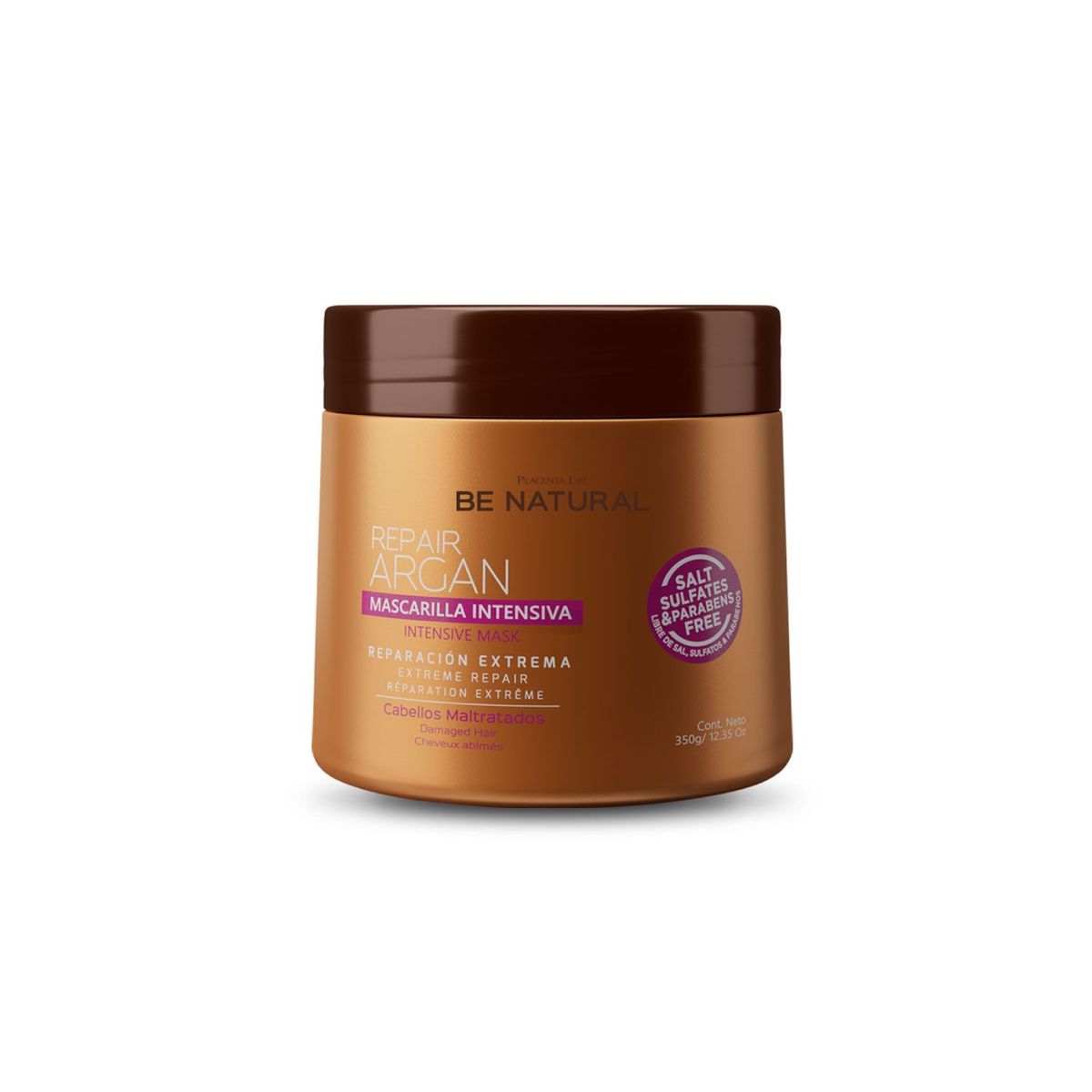 BE NATURAL - Mascarilla para Cabello Dañado Repair Argan 350gr Be Natural